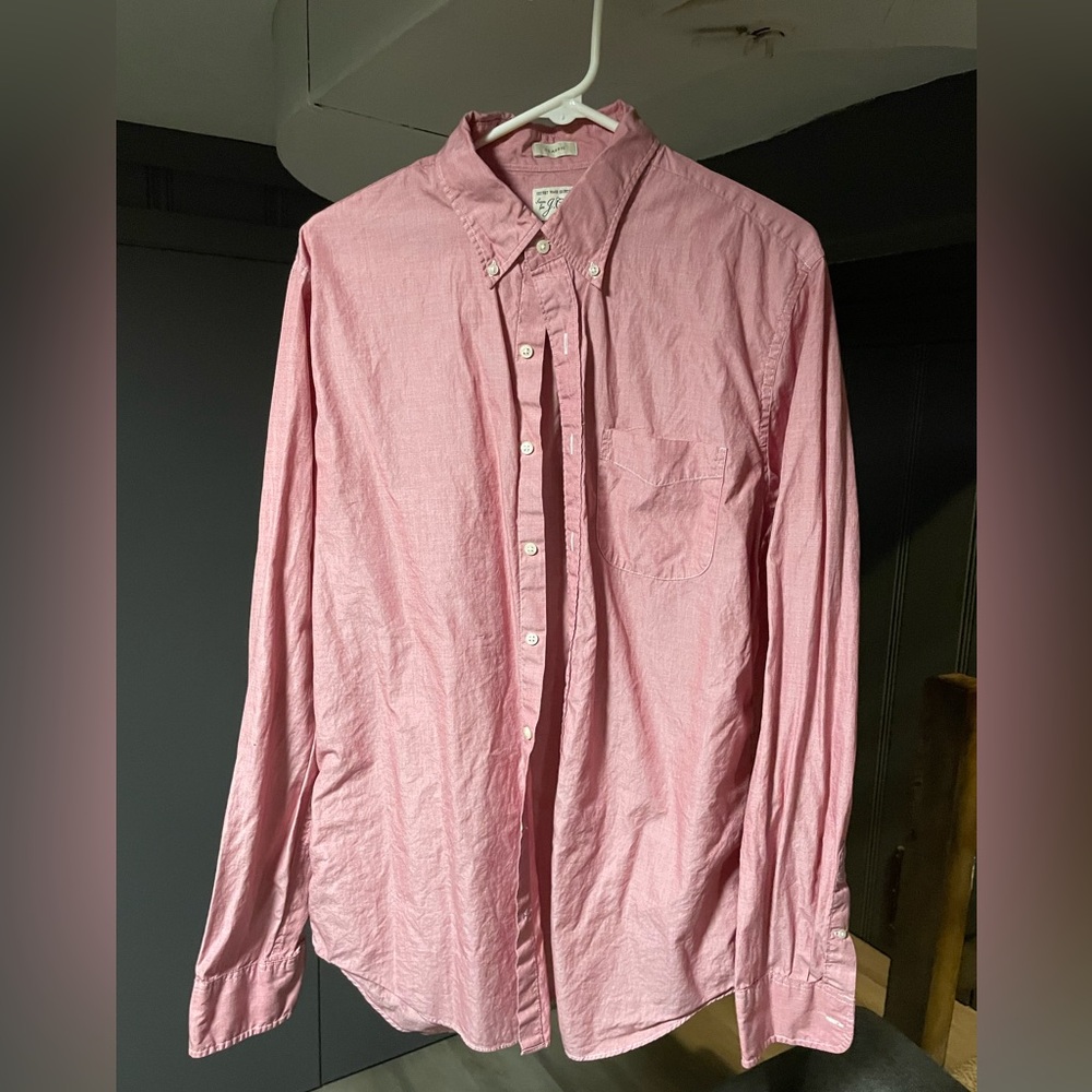 J. Crew Men’s Red Button-Down Casual Shirt
